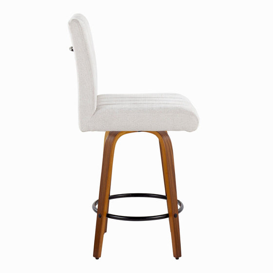 Hank - 26" Fixed-Height Counter Stool With Swivel And Round Black Metal Footrest (Set of 2) - Walnut Wood