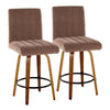 Hank - 26" Fixed-Height Counter Stool With Swivel And Round Black Metal Footrest (Set of 2) - Walnut Wood