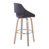 Fabrico - 30" Fixed-Height Barstool With Swivel And Round Chrome Metal Footrest (Set of 2) - Light Gray Wood
