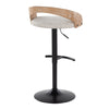 Grotto - Adjustable Barstool With Swivel And Rounded T Footrest (Set of 2) - Black Metal, White Washed Wood, And Oat Fabric
