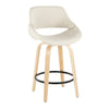 Fabrico - 26" Fixed-Height Counter Stool With Swivel And Round Black Metal Footrest (Set of 2) - Natural Wood
