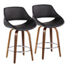 Fabrico - Fixed-Height Counter Stool With Round Chrome Footrest (Set of 2) - Walnut Wood