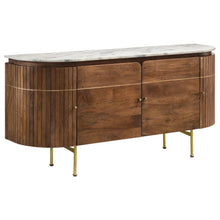  Ortega - 4 Door Marble Top Sideboard Buffet Cabinet - Natural