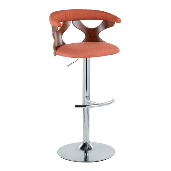 Gardenia - Adjustable Barstool - Chrome Base & Walnut Backrest