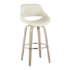 Fabrico - 30" Fixed-Height Barstool With Swivel And Round Chrome Metal Footrest (Set of 2) - White Washed Wood And Cream Noise Fabric
