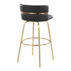 Cinch - 30" Fixed-Height Barstool With Swivel And Round Footrest (Set of 2) - Gold Metal