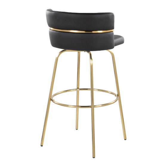 Cinch - 30" Fixed-Height Barstool With Swivel And Round Footrest (Set of 2) - Gold Metal
