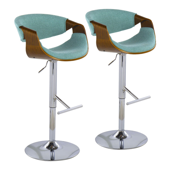 Curvini - Adjustable Barstool With Swivel - Walnut (Set of 2)