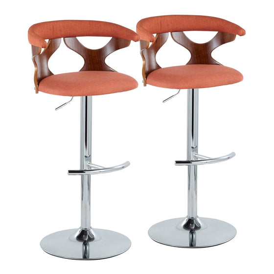 Gardenia - Adjustable Barstool - Chrome Base & Walnut Backrest