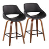 Fabrico - Fixed-Height Counter Stool With Square Black Footrest (Set of 2) - Walnut Wood
