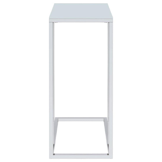 Stella - Glass Top C-Shaped Sofa Side Table - Chrome