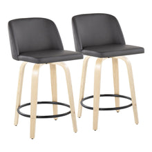  Toriano - 24" Fixed-height Counter Stool (Set of 2) - Gray, Black And Natural