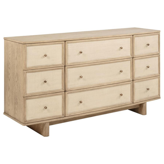 Kailani - 9-Drawer Dresser Cabinet - Beige Oak