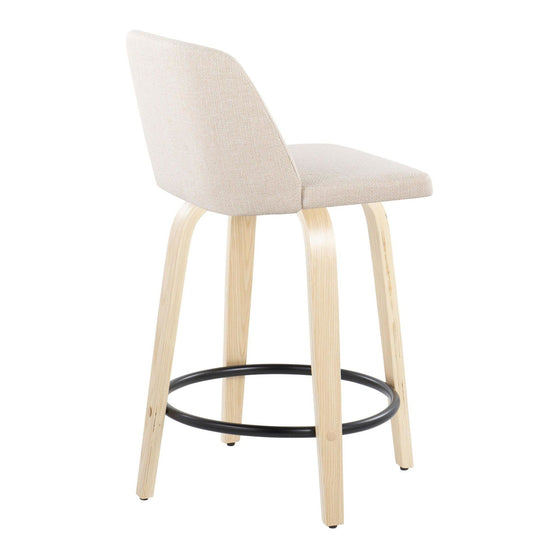 Toriano - 24" Fixed-Height Counter Stool (Set of 2) - Natural & Black Round Base