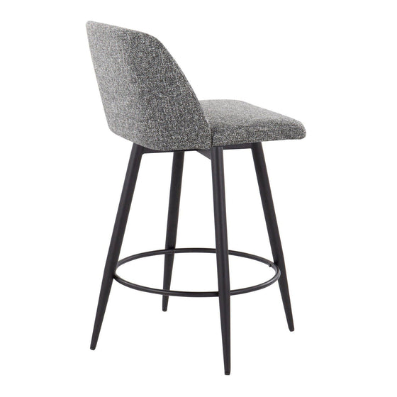 Toriano - 26" Fixed-Height Faux Leather Counter Stool (Set of 2) - Black Round Base