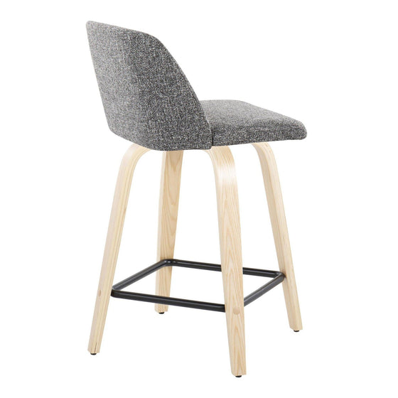 Toriano - 24" Fixed-Height Counter Stool (Set of 2) - Natural & Black Square Base