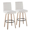 Hank - 30" Fixed-Height Barstool With Swivel And Round Black Metal Footrest (Set of 2) - Whitewashed Wood
