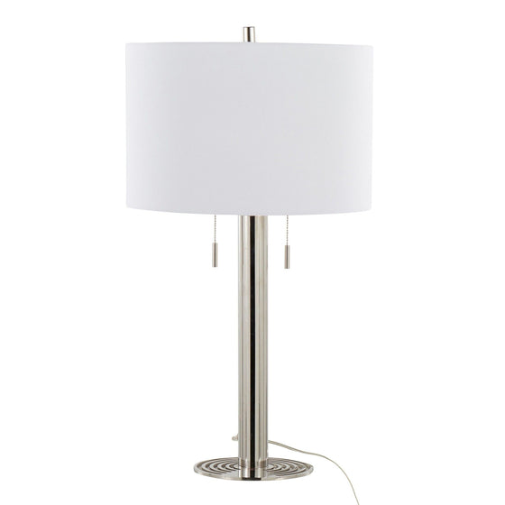 Master - 29" Metal Table Lamp - Polished Nickel And White Linen Shade from Grandview Gallery (Set of 2)