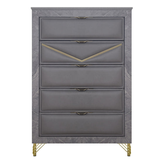Symmetry - 5 Drawer Chest - Charcoal