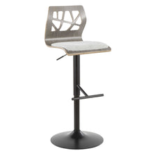  Folia - Adjustable Barstool - Light Gray Wood And Light Gray Fabric