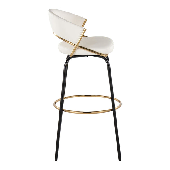 Jie - 30" Fixed-Height Barstool With Swivel - Gold And Black Legs (Set of 2)