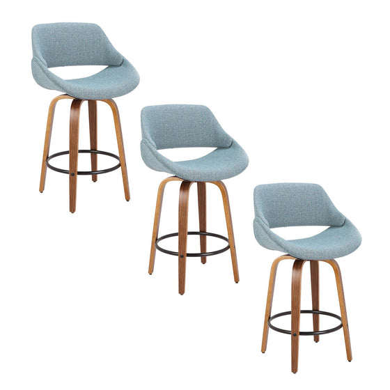 Fabrico - 26" Fixed-Height Counter Stool With Swivel And Round Black Metal Footrest (Set of 2) - Walnut Glazed Wood