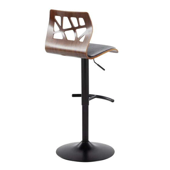 Folia - Adjustable Barstool (Set of 2) - Walnut Backrest & Black Base