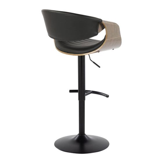 Symphony - Adjustable Barstool (Set of 2) - Black Base And Gray Backrest