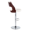 Cecina - Adjustable Barstool With Swivel And Rounded Rectangle Footrest (Set of 2) - Chrome Metal, Cherry Wood