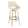 Fabrico - 30" Fixed-Height Barstool With Swivel And Round Black Metal Footrest (Set of 2) - Natural Wood