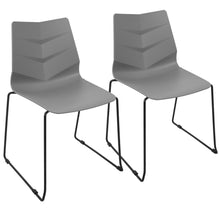  Arrow - Sleigh Chair (Set of 2) - Black Metal, Gray Polypropylene