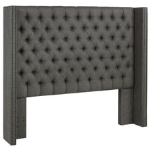  Bancroft - Upholstered Eastern King Wingback Headboard - Gray
