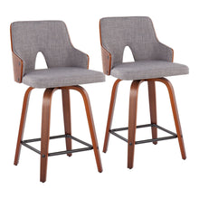  Stella - Counter Stool - Walnut And Light Gray Fabric (Set of 2)