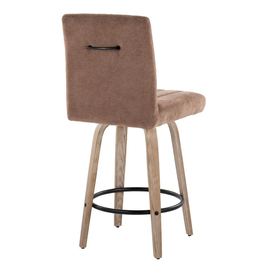 Hank - 26" Fixed-Height Counter Stool With Swivel And Round Black Metal Footrest (Set of 2) - Whitewashed Wood