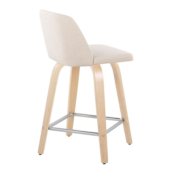Toriano - 24" Fixed-height Counter Stool (Set of 2) - Cream Noise And Natural
