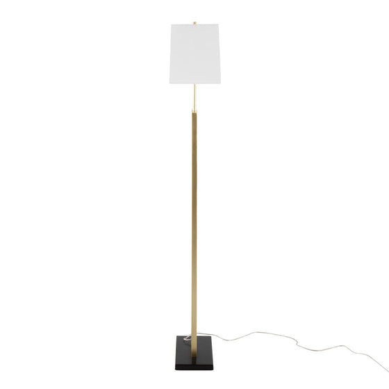 Folia - Floor Lamp - Gold Metal With White Linen Shade And Black Marble Base