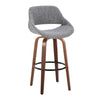 Fabrico - 30" Fixed-Height Barstool With Swivel And Round Black Metal Footrest (Set of 2) - Walnut Wood