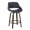 Fabrico - 26" Fixed-Height Counter Stool With Swivel And Round Black Metal Footrest (Set of 2) - Walnut Glazed Wood