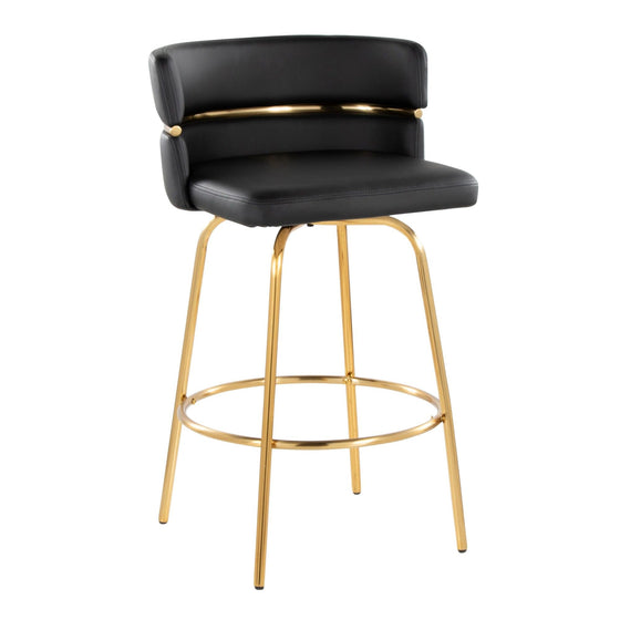 Cinch - 26" Fixed-Height Counter Stool With Swivel - Gold Metal Base (Set of 2)