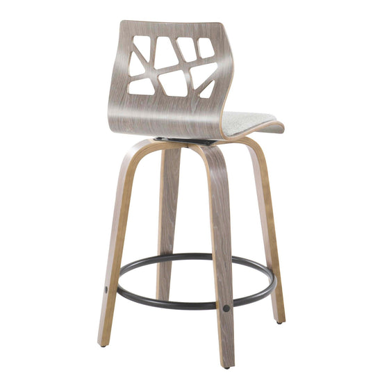Folia - 24" Fixed-height Barstool (Set of 2) - Gray