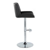 Santi - Upholstered Adjustable Barstool With Swivel And Rounded T Footrest (Set of 2) - Chrome Metal