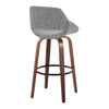 Fabrico - 30" Fixed-Height Barstool With Swivel And Round Black Metal Footrest (Set of 2) - Walnut Wood