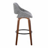 Fabrico - 30" Fixed-Height Barstool With Swivel And Round Black Metal Footrest (Set of 2) - Walnut Wood