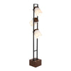 Bento - 67.5" Metal Floor Lamp - Black Metal And Walnut Wood With White Shade