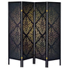 Haidera - 4 - Panel Room Divider Folding Screen - Black Damask