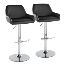  Daniella - Adjustable Barstool With Rounded T Footrest (Set of 2) - Chrome Metal And Black Faux Leather