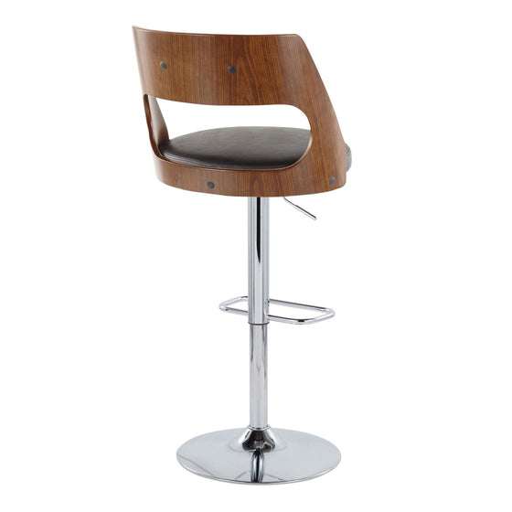 Cecina - Adjustable Barstool With Swivel And Rounded Rectangle Footrest (Set of 2) - Chrome Metal, Cherry Wood