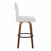 Hank - 30" Fixed-Height Barstool With Swivel And Round Black Metal Footrest (Set of 2) - Walnut Wood