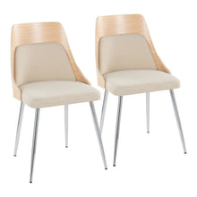  Anabelle - Dining / Accent Chair (Set of 2) - Chrome Metal, Natural Wood