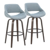 Fabrico - 30" Fixed-Height Barstool With Swivel And Round Black Metal Footrest (Set of 2) - Walnut Glazed Wood